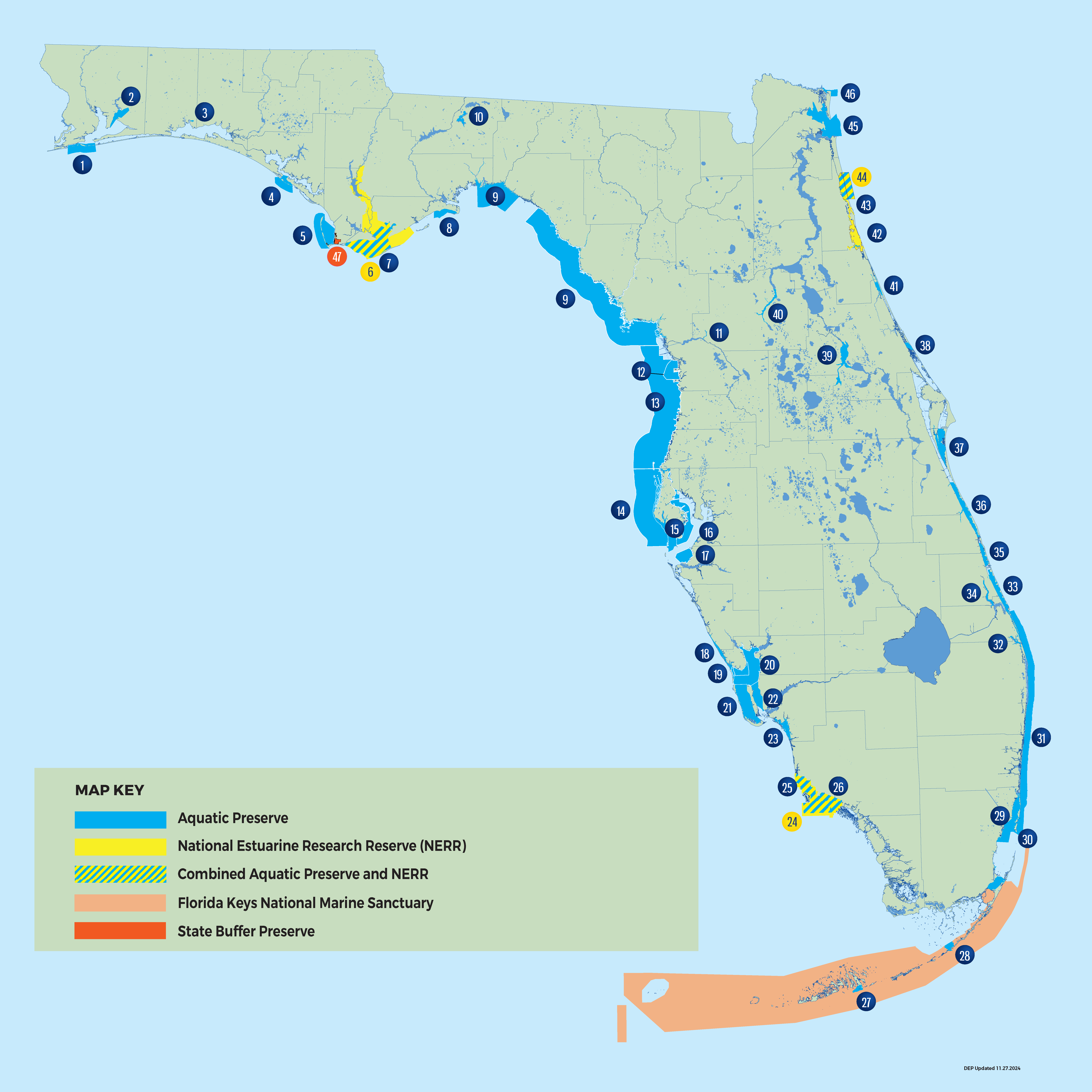 Aquatic Preserve Map with legend